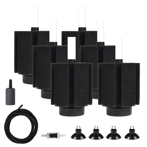 Aquarium 60 Gallon Sponge Filter with Air Stone, 6 pcs | Sponge Filter 75 Gallon for Breeding Fry Betta Shrimp - size: 6 pcs