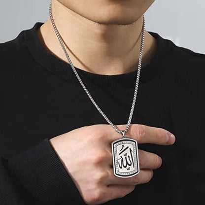 VASSAGO Allah Necklace for Women Men Stainless Steel Islamic Muslim Pendant Islam Religious Charm Jewelry Gift - color: Silver Allah Necklace