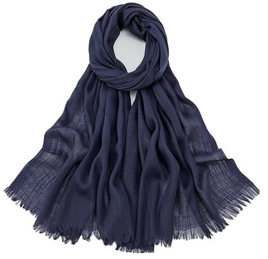 Womens Soft-Cotton-Linen Lightweight-Scarfs Fashion Gauze Shawl Wrap 75*39 - color: Denim Blue