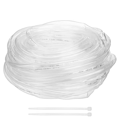 M METERXITY Vinyl Tubing 1/2" ID x 14mm OD 100ft Flexible Plastic Tube with 2 Hose Ties, Lightweight Hybrid PVC Hose for Water Gardening/Airline/Aquarium Tubing [Clear] - size: 1/2" ID x 100ft