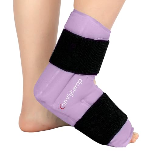 Comfytemp Ankle Foot Ice Pack Wrap for Plantar Fasciitis Relief, Ankles Brace for Sprain, Heel Spur, Swelling, Achilles Tendonitis, Cold Bag for Injuries Reusable, Hot Cold Compress, 1 Pack (Purple) - size: Purple Large(1 Pack)