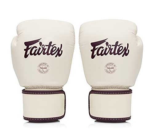 Fairtex BGV16 Leather Compact Muay Thai Boxing Gloves - color: Khaki, size: 10 oz