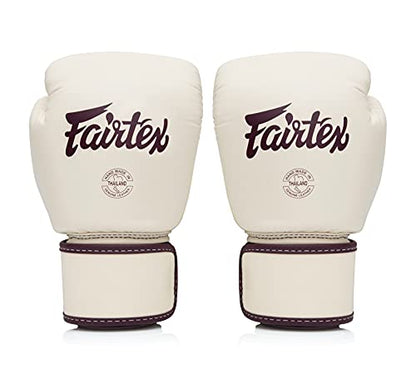Fairtex BGV16 Leather Compact Muay Thai Boxing Gloves - color: Khaki, size: 12 oz