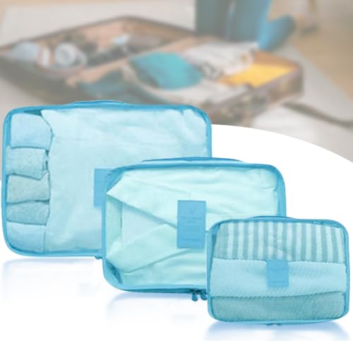 Packing Cubes 3 Set Travel Organizer Bags Travel Compression Bags Luggage Packing Cubes for Suitcases Travel Accessories (Blue) - color: Blue