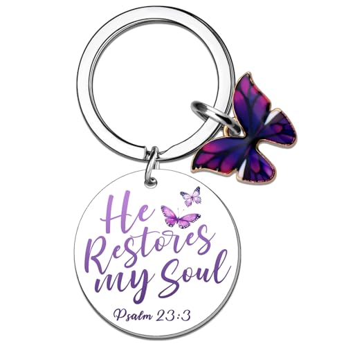 Christian Gifts for Women Her Religious Keychain Purple Gifts | Christian Baptism Gifts for Woman Religious Easter Gift for Her Bible Verse Keychain for Friends Sister