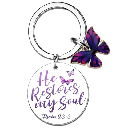Christian Gifts for Women Her Religious Keychain Purple Gifts | Christian Baptism Gifts for Woman Religious Easter Gift for Her Bible Verse Keychain for Friends Sister