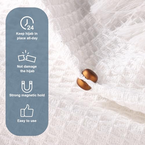 4pcs Strong Magnetic Hijab Pins, Multi-Use Pinless Brooch Round Style Hijab Magnets No-Snag Scarf Clasp for Women Clothes Shirts Scarves (Matte)