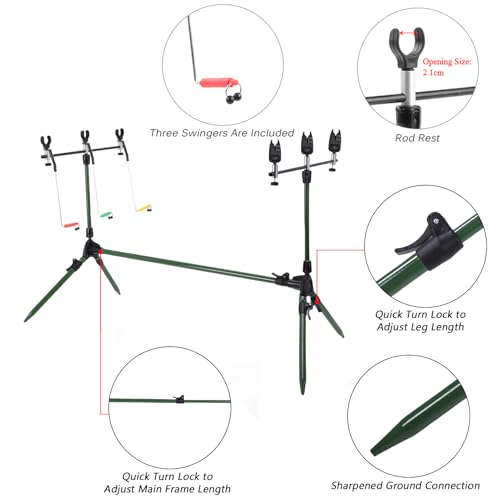 Lixada Adjustable Retractable Carp Fishing Rod Pod Stand Holder