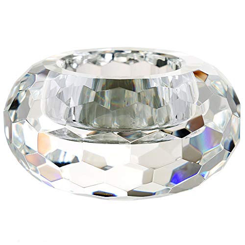 Crystal Tealight Holder Candlestick Home Decorations for Dinner Table Wedding 4" Diameter x 2" High - color: 2"x4" Large