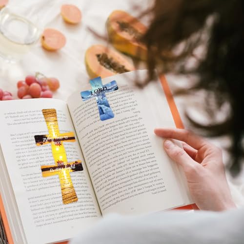 Christian Magnetic Bookmarks for Men, 30 Pcs Bible Cross Magnet Bookmark Clips for Reading, Scripture Faith Book Marks, Inspirational Religious Gifts for Christians Church Members - style: Christian Cross