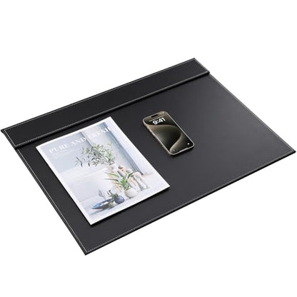 Ultra-Smooth PU Leather Desk Pad & Mat Office Desk Drawing & Writing Board A3/ A4 File Paper Clip Table Protector Mat on Top Large 24''x18'' (Black) - color: Black-a005