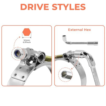 4 Pack 1.25" T-Bolt Hose Clamps, 304 Stainless Steel Turbo Intake Clamp, Working Range 1.42"-1.73"(36mm-44mm) for 1.25" I.D. Hose with 5mm Wall Thickness - size: 1.25" hose clamp 36mm-44mm (1.4"-1.73")