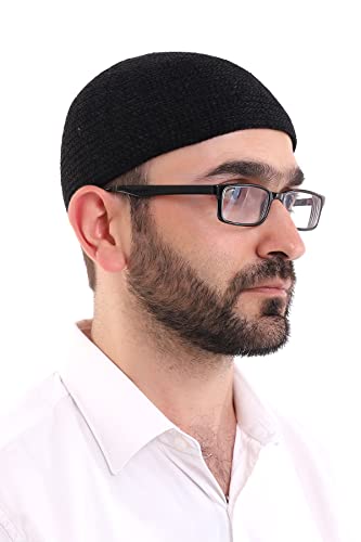 ihvan online Turkish Muslim Winter Velvet Kufi Hats for Men, Taqiya, Takke, Peci, Islamic Caps, Islamic Gifts, Standart Size - color: Black