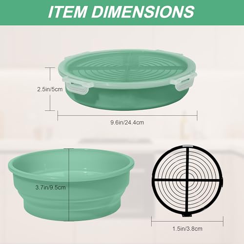 Collapsible Batter Bowl - Breading Bowl Shaker with Lid , Mint Green - color: Mint Green