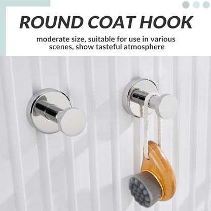 APLusee Polished Chrome Bathroom Towel Hooks 2 Pack, 304 Stainless Steel Round Robe Hooks for Bathroom Kitchen Garage, Heavy Duty Wall Mounted Towel Hanger - color: Polished Chrome, size: 2 Pack
