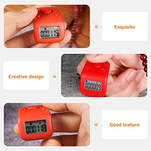 Mini Digital LCD Electronic Finger Ring Hand Tally Counter Rechargable Finger Counter Rechargeable Silent Finger Counter for Prayer Knitting Sports Gift, Red, 3.4X3CM, L22X4T3Y3811ITRDUTJK