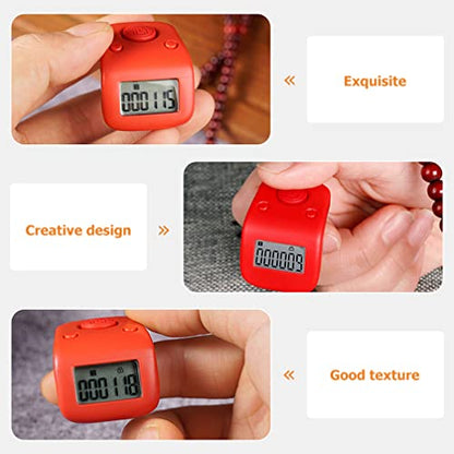 Mini Digital LCD Electronic Finger Ring Hand Tally Counter Rechargable Finger Counter Rechargeable Silent Finger Counter for Prayer Knitting Sports Gift, Red, 3.4X3CM, L22X4T3Y3811ITRDUTJK
