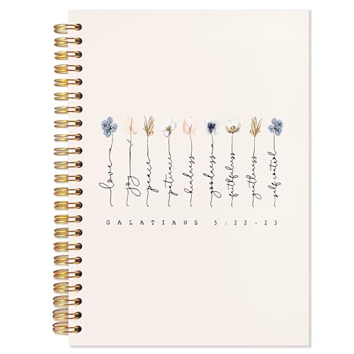 YTRGI Floral Christian Scripture Journaling Notebook for Writing, Galatians 5:22-23 Bible Notebooks for Note Taking, Prayer Journal for Woman, Religious Spiral Notebook 5.5x8.3 Inch - color: 5:22-23 retro