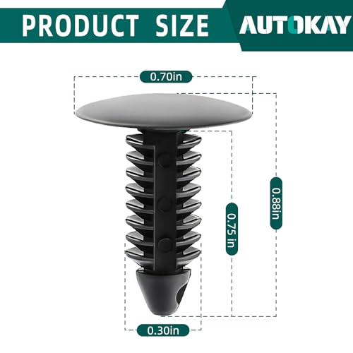 AUTOKAY 100Pcs 8mm Bumper Clips Auto Car Hole Plastic Rivets Fastener | Retainer Clips Fender Push Pin Fits for GM #1605396, 1595864 for Chrysler 6030441 for Ford 388577S, W705589-S300