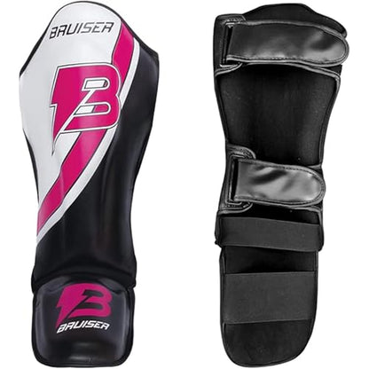 Shin Guards with Instep for MMA, Muay Thai, and Kickboxing, PU Leather, Leg and Instep Protection - size: Medium