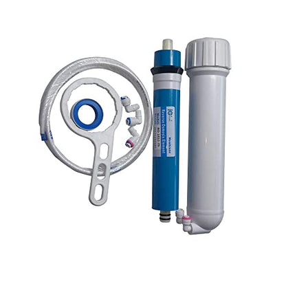 Huining Reverse Osmosis Membrane RO Membrane Housing Kit with 1/4 Quick Connector,Check valve,Water Pipe,Wrench Whole Set for Residential Household Hospital Water Filtration System (75GPD) - style: 75GPD kit