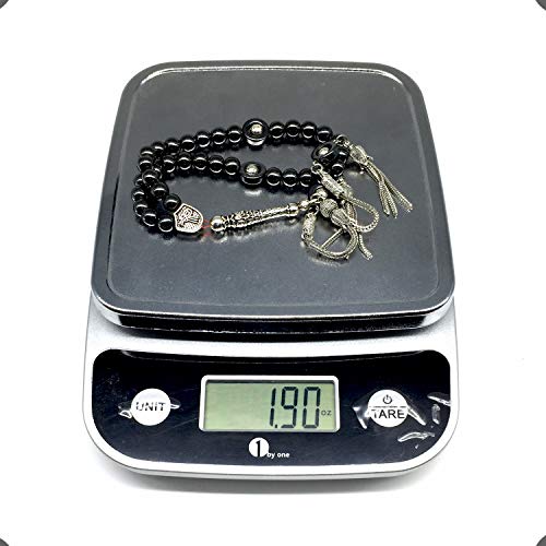 Design - Long & Stylist Tassels Worry Beads - Prayer Beads (8 mm-33 Beads) Tesbih-Tasbih-Tasbeeh-Misbaha-Subha-Sebha-Sibha-Rosary (Black Hematite - Silver Plated) - color: Black Hematite - Silver Plated