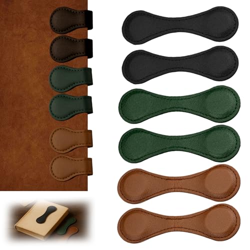 6 PCS Magnetic Bookmarks, Vintage Faux Leather Book Marks for Reading, Double-Sided Magnetic Bookmarks Book Accessories, Stylish Gifts for Book Lover Readers Men Women Teachers Students - style: 6 pcs