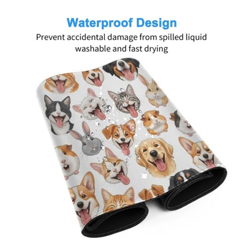 Thick Rubber Base Mouse Pad Rabbit Cat Dog Guinea Pig Pet, Large Desktop Mat Waterproof Daily Computer Accessory - color: Pattern (159), size: 29.5L x 15.8W inches