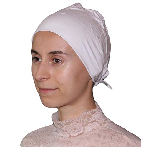 Aker Women's Plain Solid Jersey Islamic Hijab Bonnet Muslim Scarf Cap Bone Underscarf - color: White