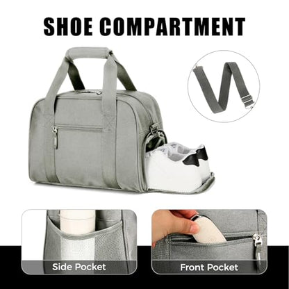 SeaRock 14 inch Small Gym Bag for Men & Women, Mini Duffle Bag with Shoe Compartment, Carry On Duffel Bag for Travel Sports, Gray - color: Grey