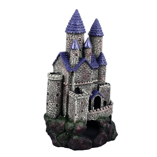 Aquarium Castle Decoration, Fish Castle Ornament, Simulated Hideout Cave with Simulation, and for Freshwater Saltwater Fish Decor