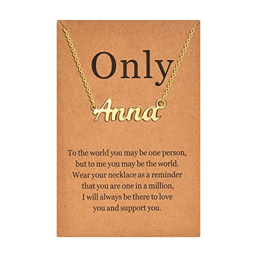 Lcherry Name Necklace Personalized for Women Gold Plated Nameplate Necklace Gifts for Girls - style: Anna