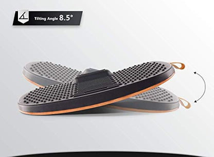 FEZIBO Standing Desk Mat with Anti Fatigue Bar, Wooden Wobble Balance Board with Ergonomic Design Comfort Floor Mat