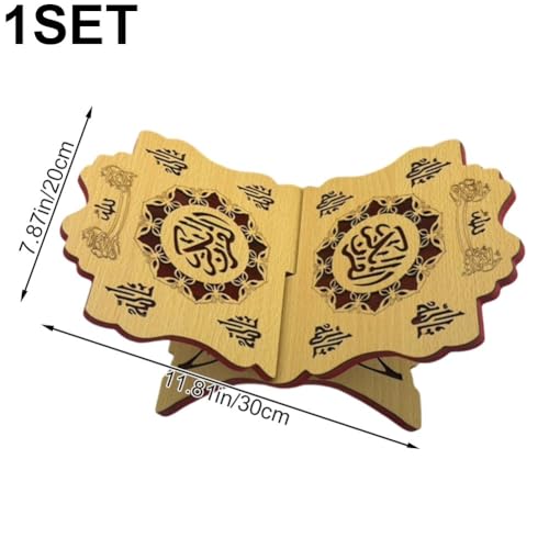 Wooden Eid Islamic Book Shelf, Small Wooden Recipe Stand for Ramadan Bible Holder Kuran Quran Koran Holy Book Stand - color: B