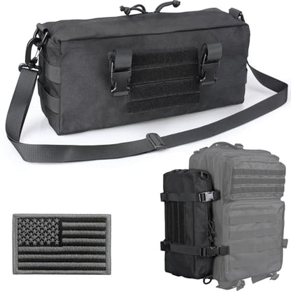 WYNEX Large Molle Pouch, Tactical Molle Bag Vertical Admin Pouch, Modular Utility Pouch Increment Side Pouch for Tactical Backpack Molle Rucksack Attachment, with Shoulder Strap For Use as Sling Bag - color: Black (upgraded)