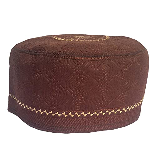 Kufi Men's Unisex Muslim Men Prayer Cap Ramadaan Caps Eid Kufis Handmade Namaz Hat Beanie - color: Brown, size: Large