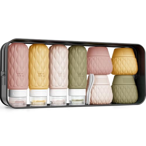 Travel Bottles for Toiletries Silicone Travel Size Containers 3.4oz 1.7oz - color: Creamy Candy-3.4oz/1.7oz