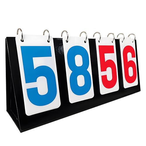 Scoreboard, 4 Digits Portable Score Keeper Counter Flipper for Football Basketball Tennis