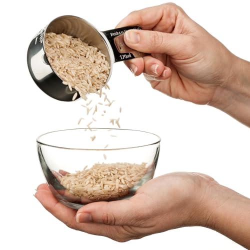 Hudson Essentials Stainless Steel Measuring Cups Set - (9 Piece Set) - Stackable Set with Spout - Includes 2 Cup and 1.5 Cup