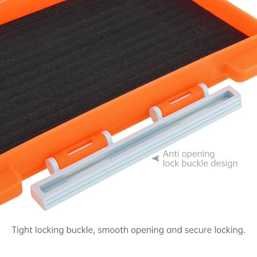 Fishing Tackle Box Slit Foam Case, Super Slim Fishing Lures Jig Box Hooks Spinners Spoons Storage Tackle Tray, (6.8 * 3.8 * 0.8inch) (Orange) - color: Orange