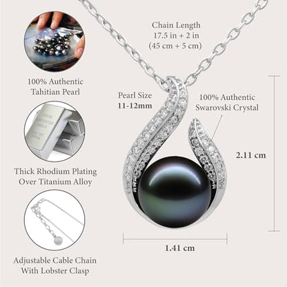 TRYNDI Tahitian Black Pearl Necklaces for Women - Wife Christmas Gift Ideas - style: Black Pearl Hook