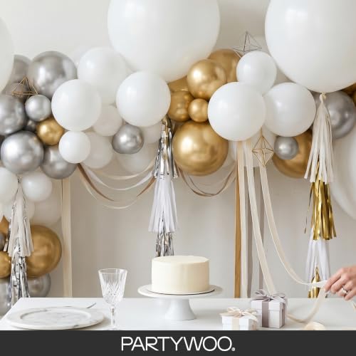 PartyWoo White Balloons 128pcs Matte White Latex Balloons Different Sizes - color: White-y13