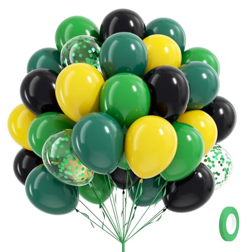 60pcs Tractor Balloons 12inch with Black Green and Yellow Balloons for Baby Shower Farm Tractor Birthday Party Decorations - color: Yellow Green Balck