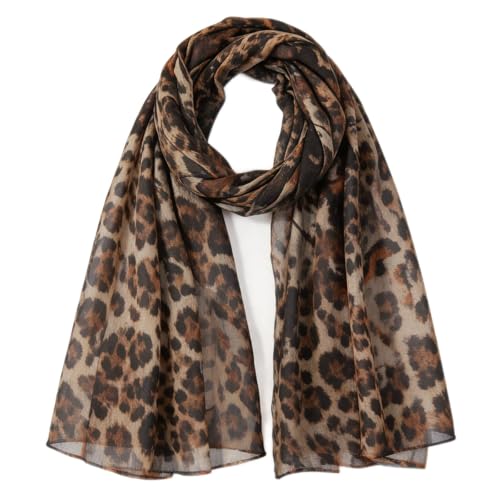 Hijab Scarf for Women Fashion Printed Modal Hijab Head Wrap Scarves Lightweight Long Scarf Shawls - color: Brown Leopard