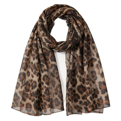 Hijab Scarf for Women Fashion Printed Modal Hijab Head Wrap Scarves Lightweight Long Scarf Shawls - color: Brown Leopard