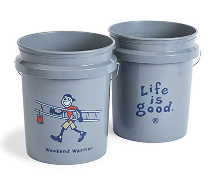 Life is Good Jake's Weekend Warrior 5 Gallon Bucket, 2 Pack, BPA-Free | Heavy-duty plastic buckets with comfortable handles for gardening, storage, cleaning, and home improvement projects. - size: Jake's Weekend Warrior