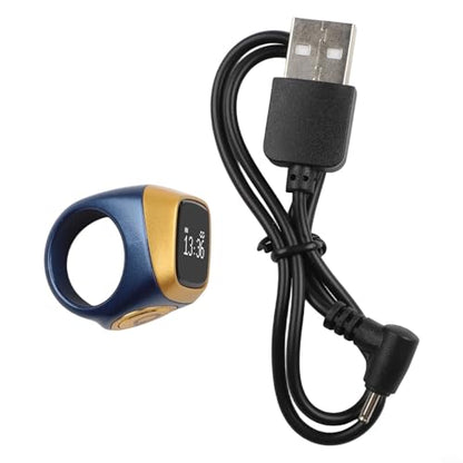 IQibla Smart for Zikr Ring with Digital Counter, Vibration Reminder, for OLED Display, 40mAh Battery and Prayer Time Alerts for Muslims, Black(18mm blue) - size: 18mm blue