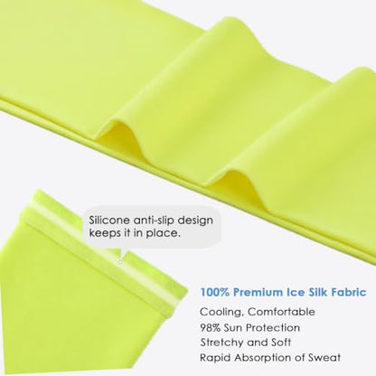 Achiou Cooling Ice Silk Arm Sleeves, Summer UV Sun Protection Compression Sleeves UPF 50+ for Women Volleyball Youth Sports - color: 2 Pairs: 1pair White,1 Pair Fluorescent Yellow