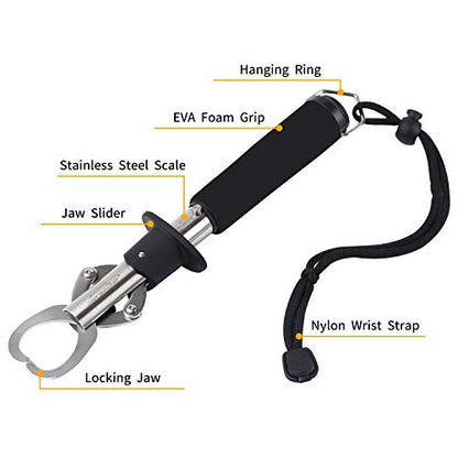 Fish Lip Gripper Fish Scales Professional Fish Holder Stainless Steel Fish Lip Grabber 40 Pound Fish Lip Grip Tool with Weight Scale