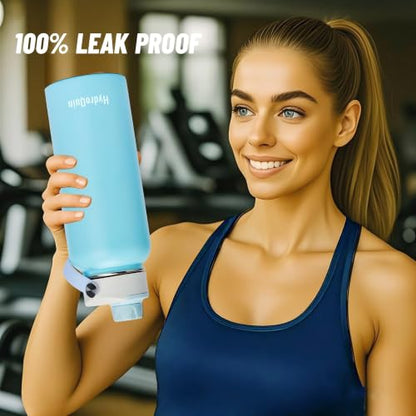 32 oz Insulated Water Bottle Sky Blue Stainless Steel Flask | Keep Cold 24 Hours Hot 12 Hours - Leakproof Twist Spout Lid & Flex Handle - No Straw Metal Water Bottle for Beach & Sport - color: Arctic Breeze